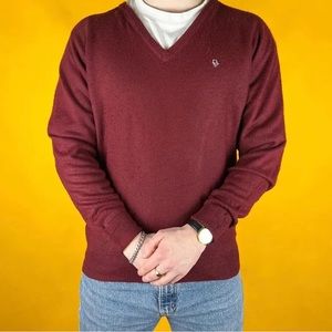 VINTAGE Christian Dior 90s Burgundy V Neck sweater XL